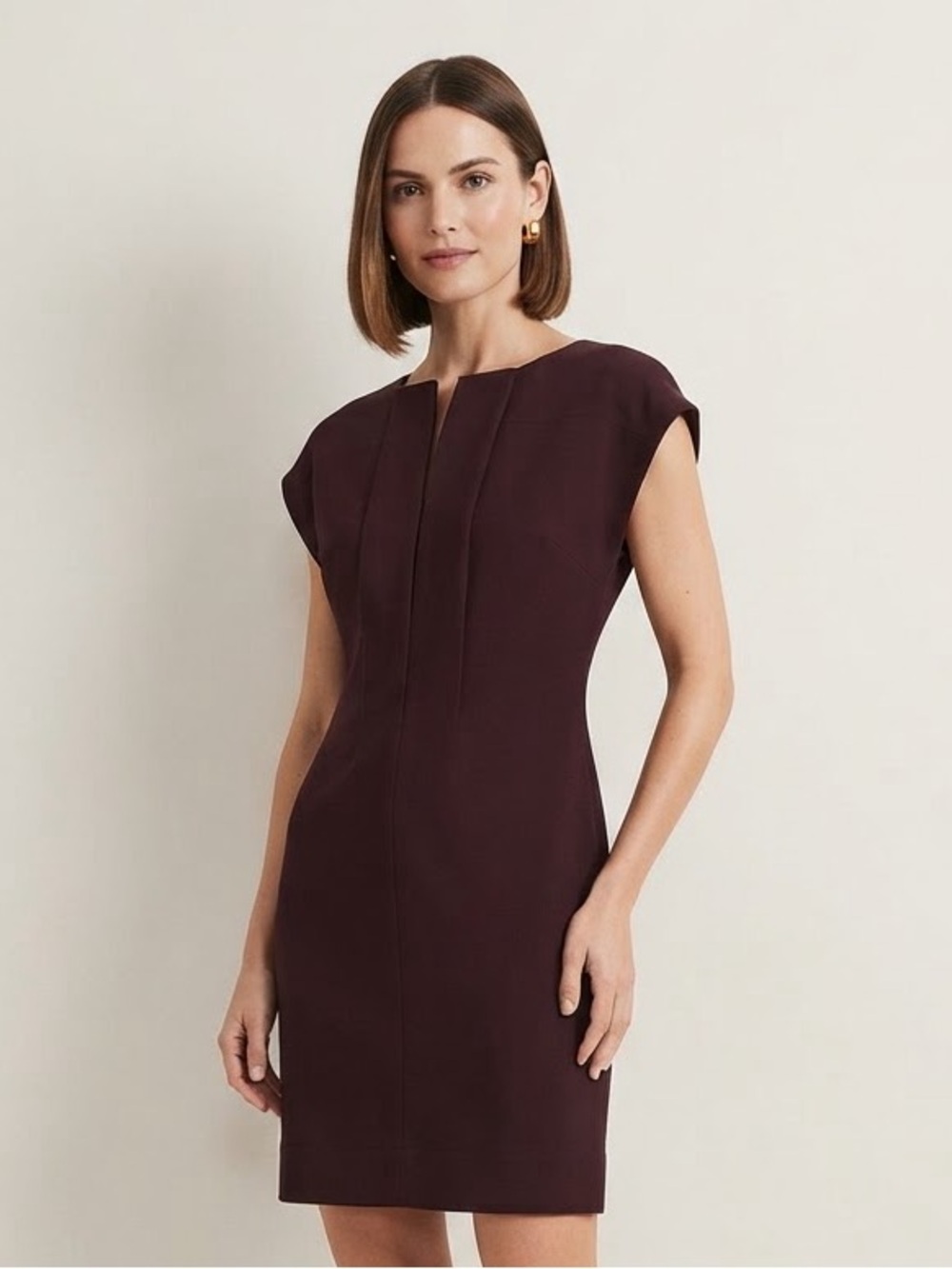 Ted Baker Sz 6 Maroon Wine Color Business Career Office Cocktail Short Dress